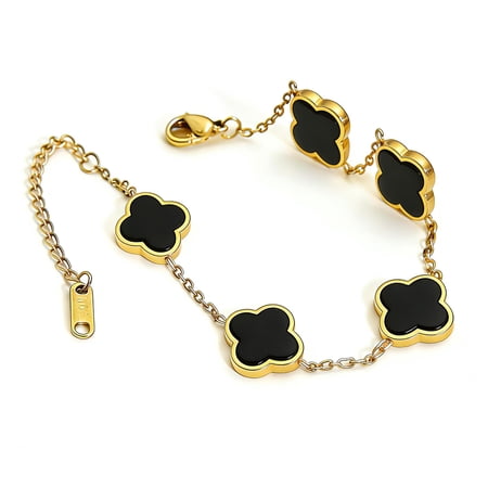 18K Gold-Plated Four Leaf Clover Bracelet for Women ,Adjustable lucky Bracelet Set Jewelry ,Jewelry Gifts for Women