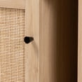 thumbnail image 6 of Baxton Studio Sherwin Mid-Century Modern Light Brown and Black 1-Door Cabinet with Woven Rattan Accent, 6 of 9