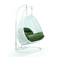 thumbnail image 5 of LeisureMod Modern Beige Wicker Hanging Double Seater Egg Swing Chair with Cushion, Dark Green - Indoor/Outdoor Patio Swing, 5 of 5