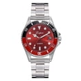 thumbnail image 1 of Reloj de cuarzo LVPAI con correa de acero informal y moderno para hombre (rojo y negro), 1 of 3
