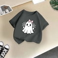 thumbnail image 4 of NIEWTR Girls Kids halloween Crew Neck Short Sleeve Cartoon Holiday Print Soft Loose Halloween Casual Tee Tops Lovely Tops(7-8 Years), 4 of 5