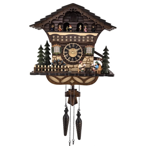 Handcrafted Black Forest Cuckoo Clock, Beer Drinkers Decor, Quartz German Design, Musical