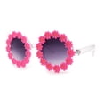 thumbnail image 2 of Womens Daisy Flower Trim Round Circle Lens Hippie Sunglasses Fuchsia Smoke, 2 of 4