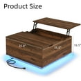 thumbnail image 3 of ChVans Lift Top Coffee Table with LED Lights and Charging Station, 35.8" Modern Square Wood Storage Coffee Table with Large Hidden Space, Multi-Functional Large Center Table for Living Room, Walnut, 3 of 9
