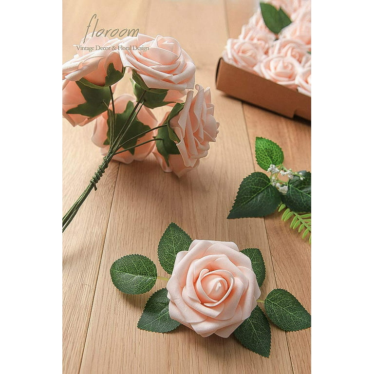 IPOPU Fake Flower Heads 25pcs Artificial Roses Bulk Dried Flowers with  Stems Decorative Flowers for Head Table Wedding Decorations Dining Table  Decor