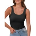 thumbnail image 2 of Womens Sleeveless Scoop Neck Tank Top Ribbed Fitted Summer Basic Slim Cute Tops Black XL, 2 of 9
