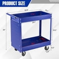 thumbnail image 3 of Yesurprise 2 Tier Rolling Tool Cart,330 Lbs Metal Heavy Duty Utility Cart On Wheels,2 Shelf Steel Utility Cart, Tool Storage Organizer for Mechanic, Garage, Workshop, Warehouse & Repair Shop, 3 of 7