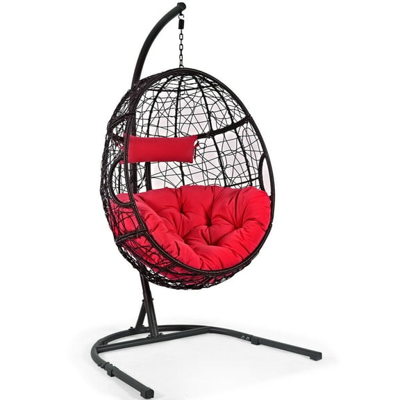Gymax Hammock Chair, Black and Red