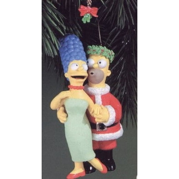 simpsons homer and marge "holiday smooches" christmas ornament