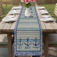 thumbnail image 4 of Nautical Archor Table Runner 72 Inches, Vintage Country Ocean Archor Blue Stripes Bed Runner Dresser Scarves Tabletop for Indoor Outdoor Parties/Ceremony/Banquet, 14" x 72", 4 of 9