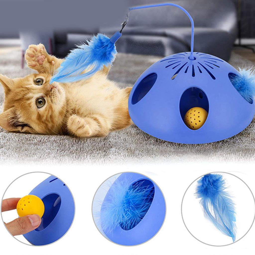 Cats Toys Funny Cats with Plastic Stick on Feet Hands Free Kitten Wand Interactive Cats Toys Electric Self for
