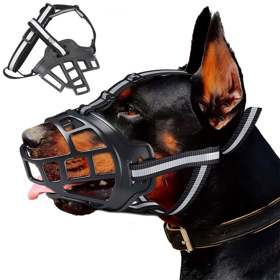 GASTROPOD Dog Muzzle, Soft Reflective Basket Muzzles for Small Medium Large Dogs, to Prevent Biting, Chewing And Barking, Allow Drinking Panting, Size S