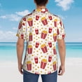 thumbnail image 4 of Balery Popcorn Camisas hawaianas de manga corta para hombre, camisas playeras de corte holgado, camisas de vacaciones con botones,Large, 4 of 7