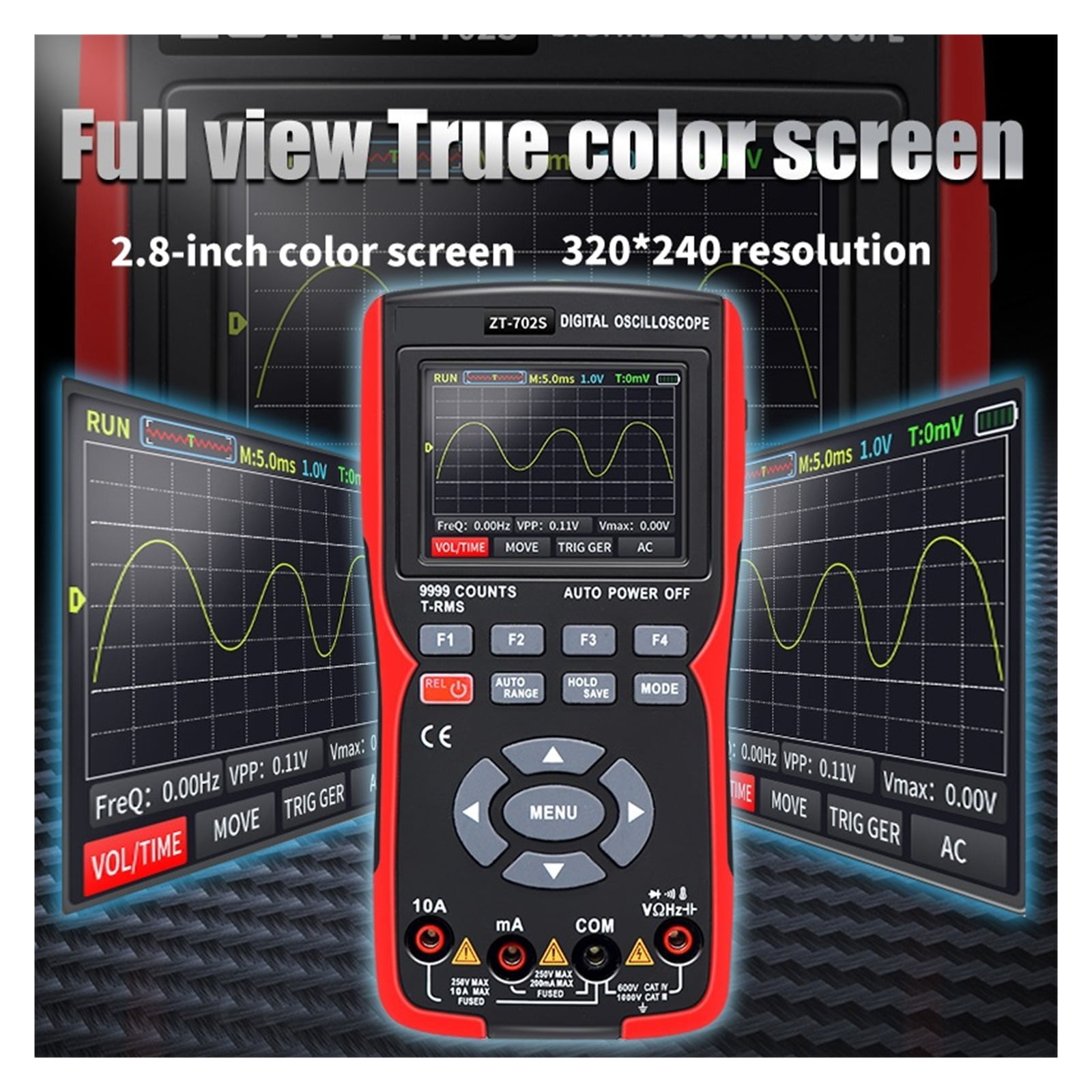 Digital Oscilloscope 48MSa/s 10Mhz Waveform Digital Storage Oscilloscpe Multimeter Auto True RMS Tranistor Probe Multimetro ,Professional Designed