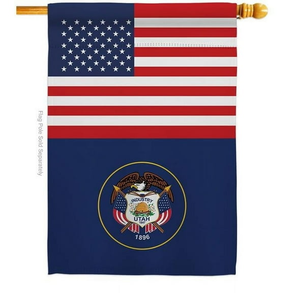 28 x 40 in. USA Utah American State Vertical House Flag with Double-Sided Decorative Banner Garden Yard Gift