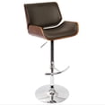 thumbnail image 5 of Santi Mid-Century Modern Adjustable Barstool with Swivel in Mahogany and Brown Faux Leather by LumiSource, 5 of 8