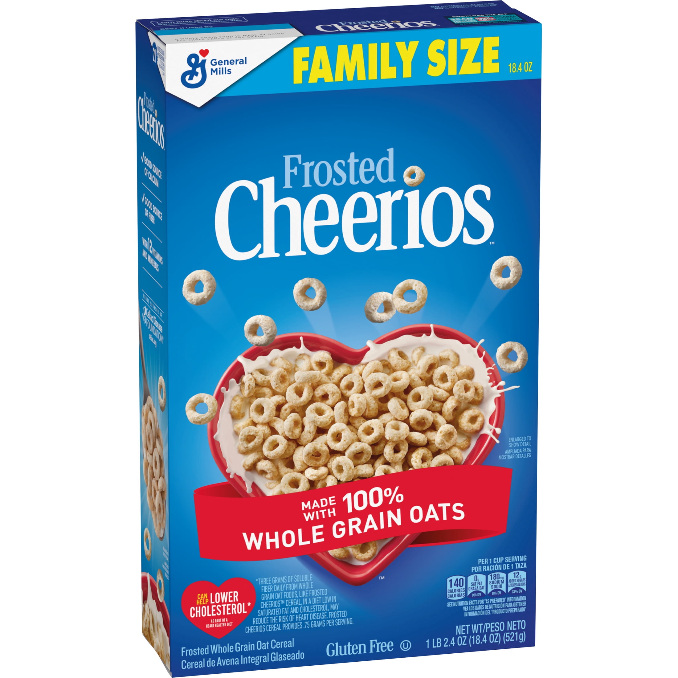 (7 pack) Frosted Cheerios, Heart Healthy Cereal, Family Size, 18.4 oz
