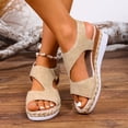 thumbnail image 5 of Oofos Sandals for Women Women's Fashion Versatile Plus Size Thick Heel Roman Shoes for Spring And Summer Trendy Comfortable Sandals Khaki 41, 5 of 9