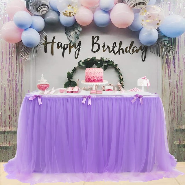 Table Skirt Wedding Birthday Party Dessert Table Decoration Table Skirt Paper Tablecloths for Parties Fitted Table for 6 Foot Tables Expandable Table