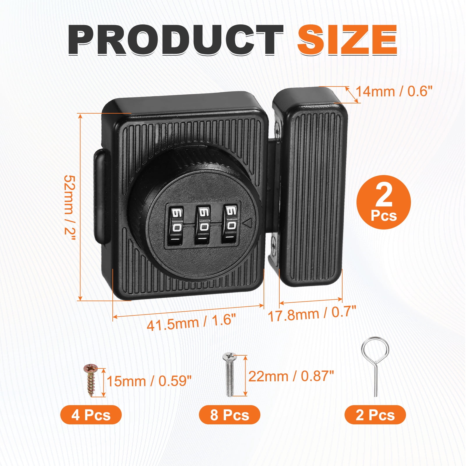 Uxcell 2 PCS Combination Cabinet Lock, 2 Inch 3-Digit Keyless Metal Drawer Locks with for Kitchen Cabinet Closet Cupboard Locker Wooden Door,Black