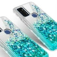 thumbnail image 4 of Liquid Quicksand Glitter Cute Phone Case for AT&T Radiant Max 5G / Fusion 5G / Cricket Dream 5G / Innovate 5G Phone Case Cover Clear Bling Diamond for Girls Women - Clear/Teal, 4 of 5