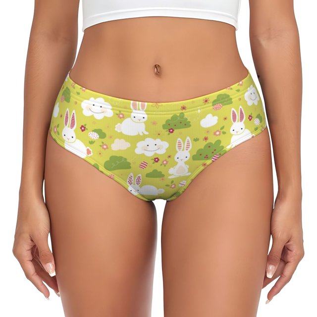 Fotbe Easter Bunny Calzones Estampados para Mujer – Ropa Interior de Algodón, Cómoda, Suave y Elástica-3X-Large