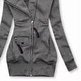 thumbnail image 3 of ZEHJUHAN Women's Urban Motion Jacket: Slim-Fit Zip Hoodie with Pleated Detail & Adjustable Drawstring Gray，2XL, 3 of 4
