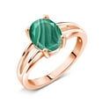 thumbnail image 2 of Gem Stone King 2.50 Ct Oval Green Malachite 18K Rose Gold Plated Silver Ring, 2 of 4
