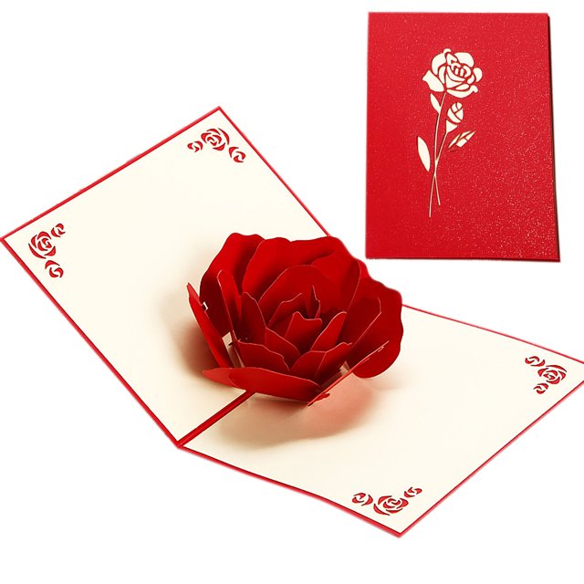 Cuadros Decorativos Tarjeta emergente Tarjetas de aniversario 3D hechas a mano con sobre Tarjeta de felicitación romántica Likrtyny embutido en tela