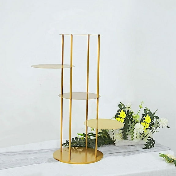 BalsaCircle 2.5 feet Gold 5 Tier Round Metal Cake Dessert Display Stand Centerpiece Party Events Decorations