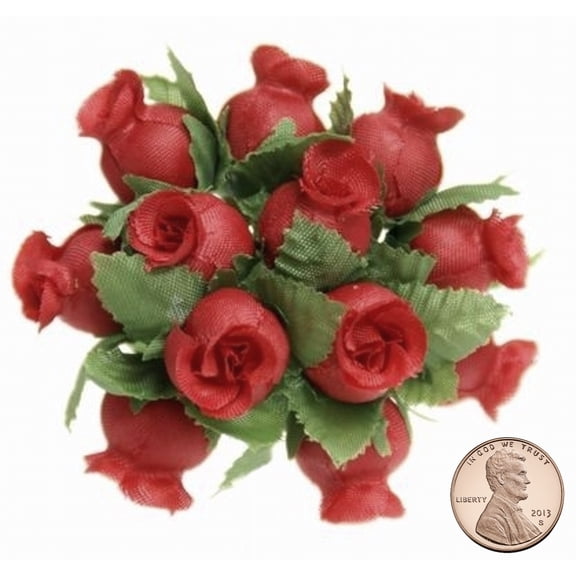144 Miniature Poly Rose Silk Favor Flower Pick Wedding Shower - Red