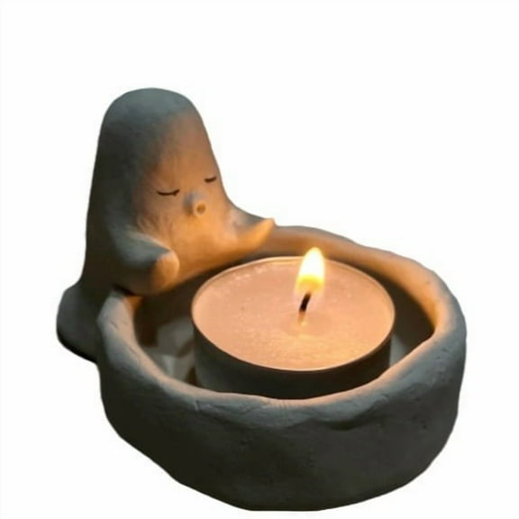 GOBWCOT Halloween Ghost Candle Holder, Cute Ghost Candle Holder, Ceramic Tealight Candle Holder, Small Ghost Scented Candle Holder for Home and Office Table Decor
