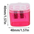 thumbnail image 3 of Transparent Pencil Sharpener, Double Hole Plastic Planer with Carbon Steel Blade & Clear Shavings Container, Non-slip Grip for Easy Sharpening, for Learner, Teachers & Artists Educational, 3 of 5