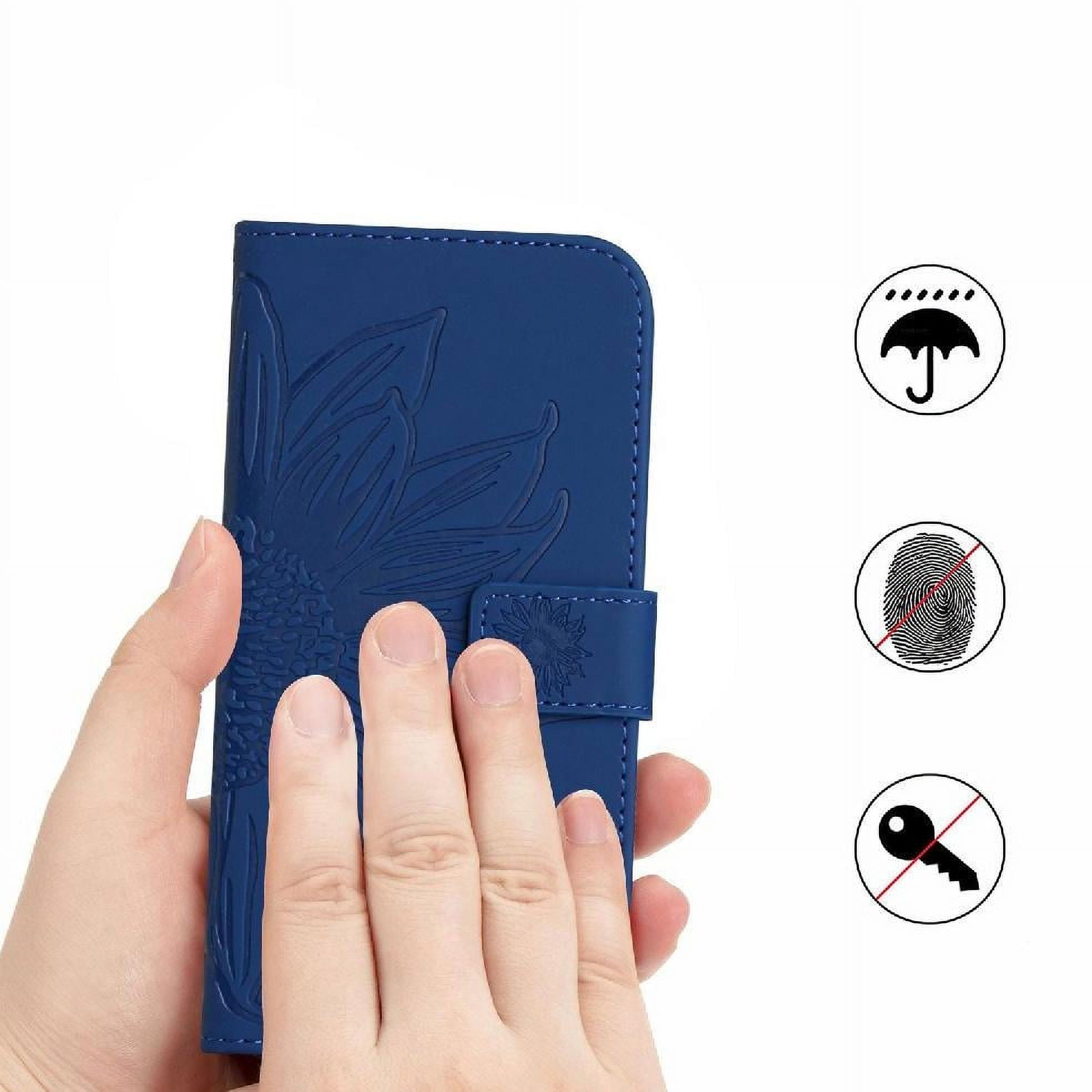 Case for Samsung Galaxy S25 Fe Luxury Pu Leather with Card Slots Holder Embossed Sunflower Short Strap Flip Wallet Phone Case