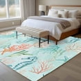 thumbnail image 4 of Large Area Rugs for Living Room Bedroom, Teal Red Coastal 5'x8' Rug Washable Carpet Runner Indoor Outdoor, Nautical Seahorse Beach Coral Starfish Non Slip Floor Mats Rug for Kitchen, Bathroom, 4 of 8