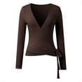 thumbnail image 5 of Women's Tops 2026 Trendy Wrap V Neck Wrap V Neck Long Sleeve Slim Fit Blouse Y2k Party Casual Dressy Outfits, 5 of 5