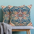 thumbnail image 2 of Boho Pillow Covers 20x20 Set of 2, Ethnic Design Boho Decorative Throw Pillows Linen Blue Red Carpet Pattern Farmhouse Bohemian Cushion Pillow Covers for Sofa Couch Outdoor Decor, 2 of 6
