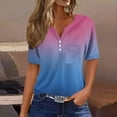 thumbnail image 2 of Women's Casual Button-Down - Short Sleeve V-Neck - Pocket Detail - Loose Fit Daily Top | Baberdicy | Women's Casual Short Sleeve V Neck Button down Tops with Pocket (Blue | M), 2 of 5
