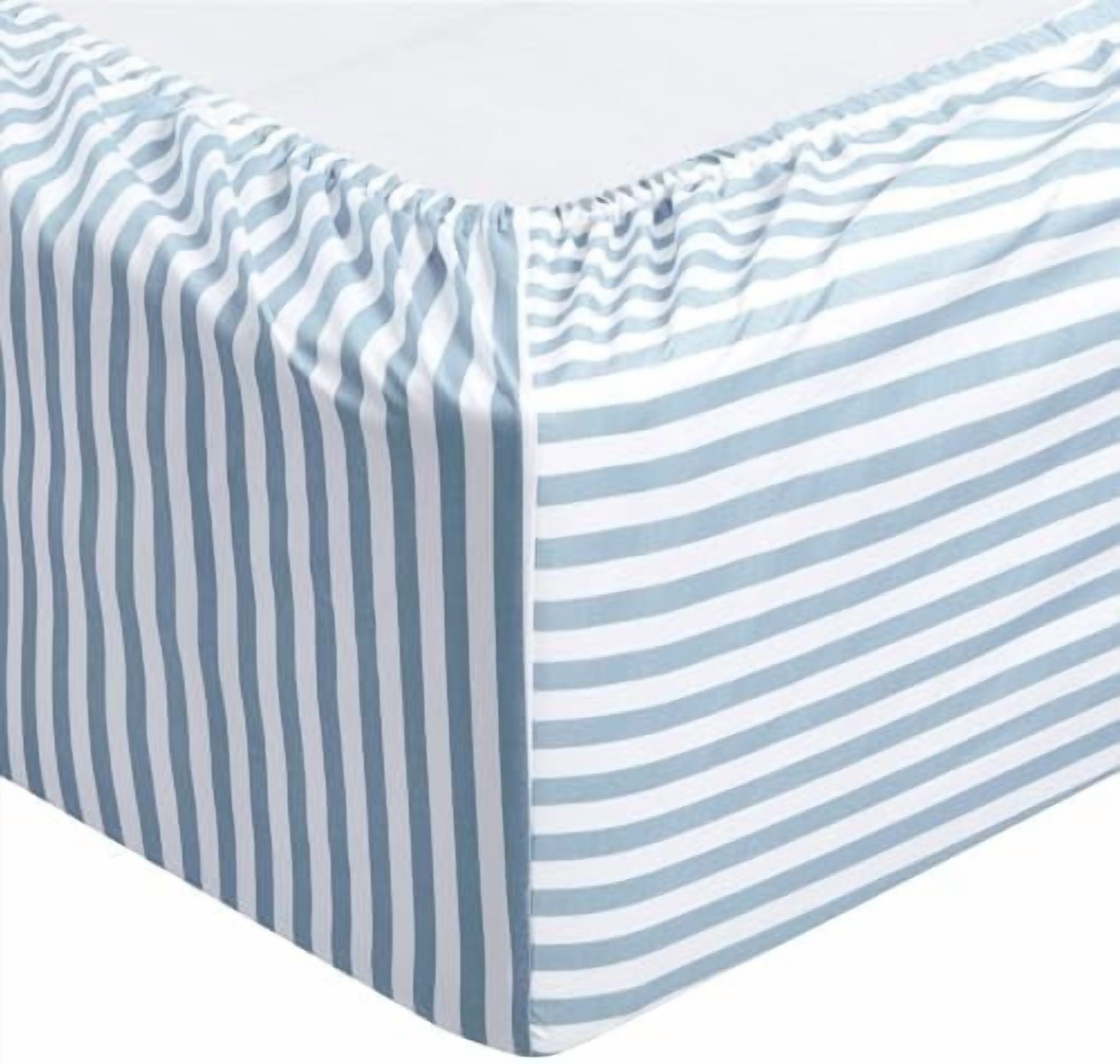 Basics Lightweight Super Soft Easy Care Microfiber 3 Piece Bed Sheet Set With 14-inch Deep Pockets - Twin, Dusty Blue Pinstripe,Printed