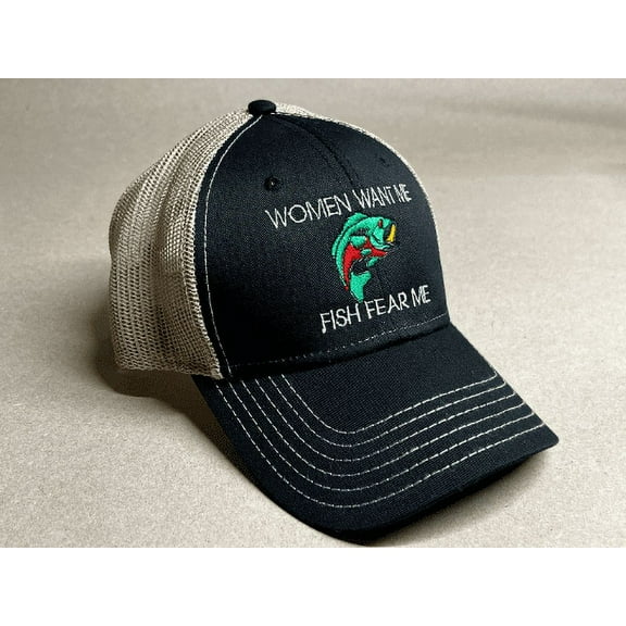 Women want me, Fish Fear Me Hats Logo or