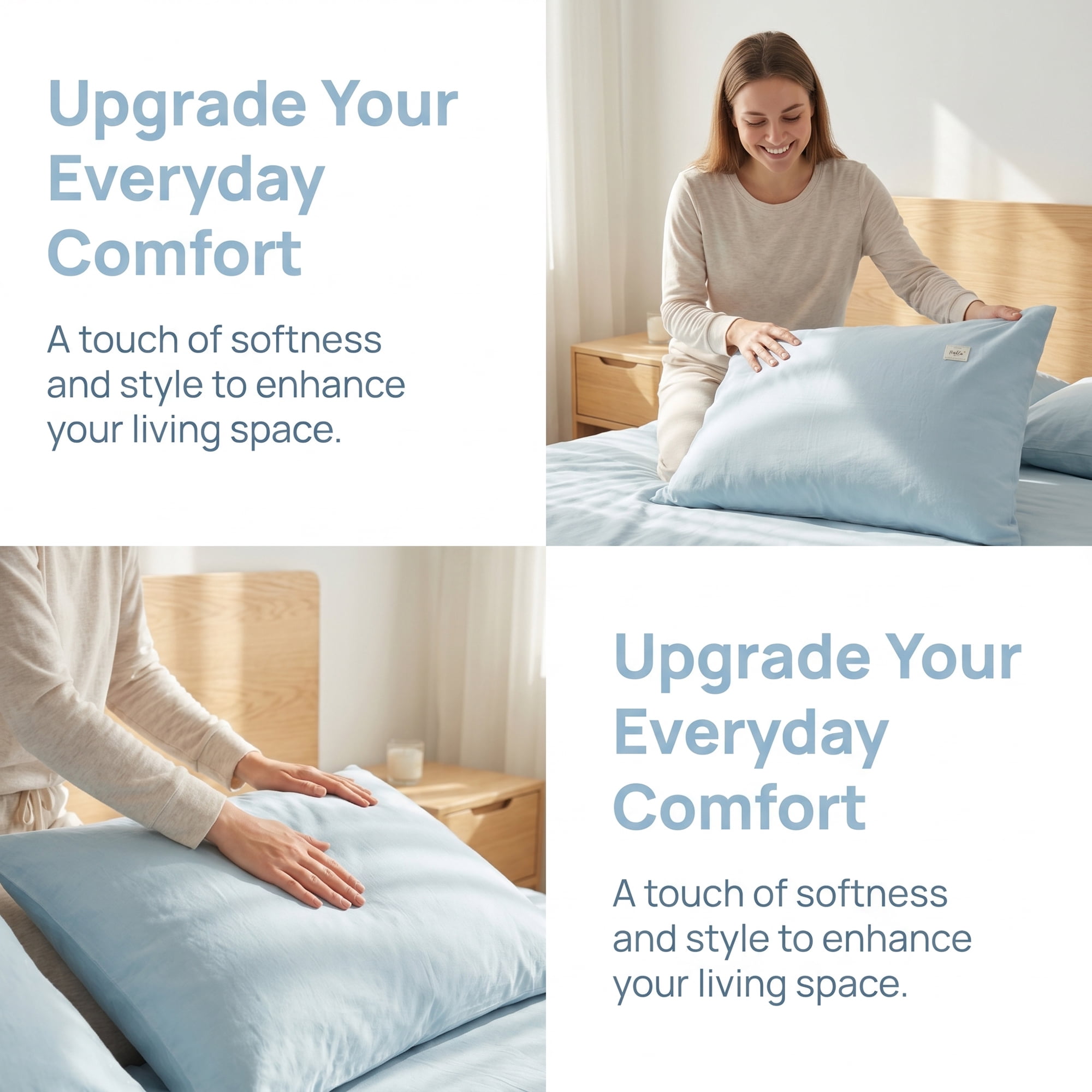 Unique Bargains 2 Pack Cotton Pillowcase Smooth Cooling Pillow Cases Envelope Closure Queen Blue