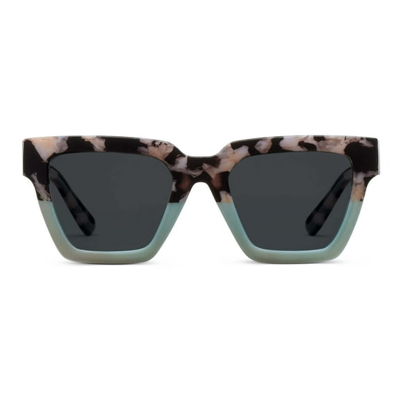 Peepers par PeeperSpecs Lunettes de Soleil Carrées Polarisées pour Femmes, Sans Correction, Marbre/menthe Noir, 51 + 0