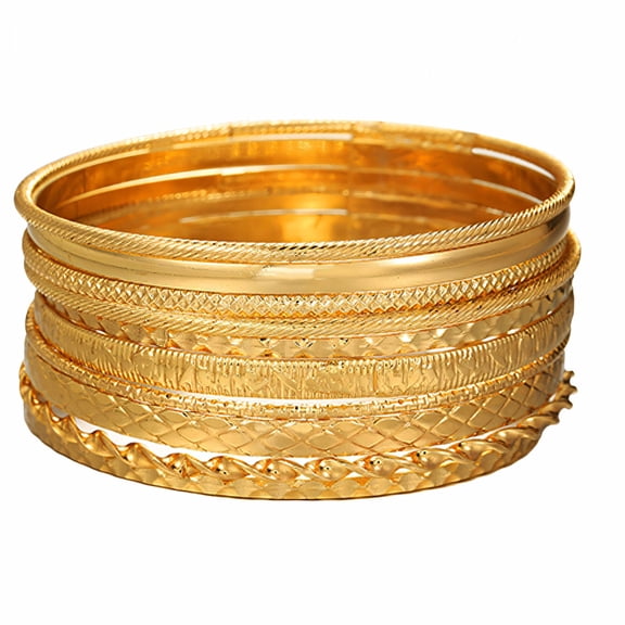 DESIGNICE 10Pcs Gold Bangles for Women Flexible Stacking Bracelets Electroplating Bangles for Women Gold