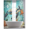 thumbnail image 5 of Ocean Turtle Starfish Sheer Curtains for Living Room Bedroom, Light-filtering Sheer Curtain, Retro Coral Floral Sea Blue Theme Rod Pocket Voile Window Treatment Drapes, 52’’Wx96’’L, 2 Panels Set, 5 of 7