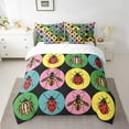 thumbnail image 2 of YST Cartoon Insects Queen Comforter Set 7 Piece,Red Ladybug Bed in A Bag With Sheet Set For Kids Adults Geometric Circle Animal Print Bedding Set Colorful Dots Reversible Bed Set, 2 of 5