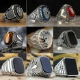 thumbnail image 2 of Retro Handmade Turkish Ring For Men Vintage Double Swords Black Zircon Rings Punk 2021 Trendy Islamic Religious Muslim Jewelry_Gift Of G, 2 of 5