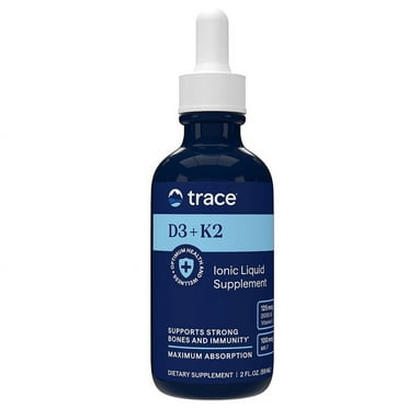 Trace Minerals, Liquid Ionic Vitamin D3   K2, Concentrated Supplement for Bones, Heart Health & Immunity, 2 Fl oz, 120 Servings