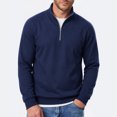 thumbnail image 3 of Men's Quarter Zip Pullover Sweatshirt Zip Long Sleeve Casual Warm Soft Fall Winter Outdoor Top with Stand Collar Royal Blue 4XL, 3 of 5