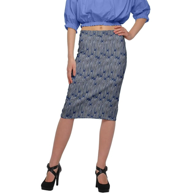 Moomaya Jupe Imprimée Longueur Genou pour Femmes Grande Taille Jupe en Poly Spandex