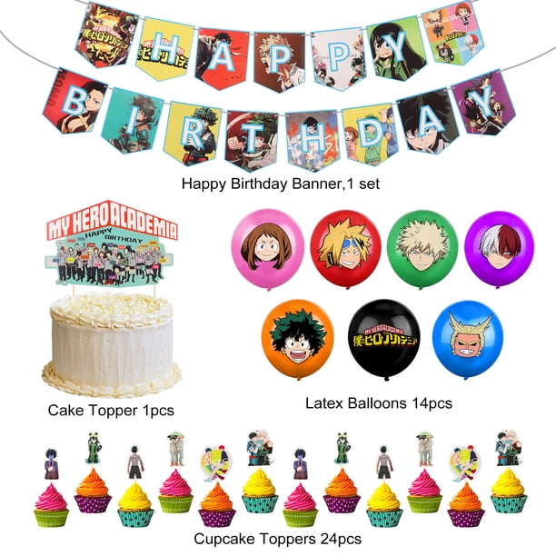 SHIYAO My Hero Academia Party Supplies, Birthday Decorations Set Including  Balloons, Banner, Cake Toppers, Cupcake Toppers, MHA Theme Birthday Party  Supplies(My Hero Academia - 2) - Walmart.com